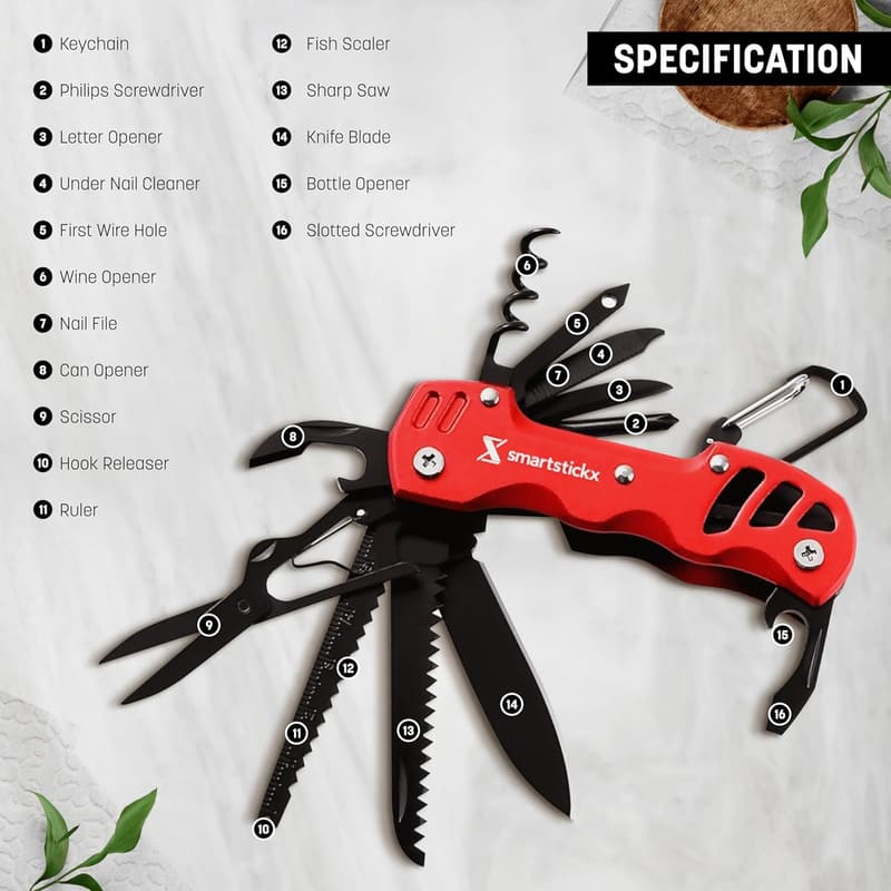 16-in-1 Military-Grade Pocket Multitool with Keychain