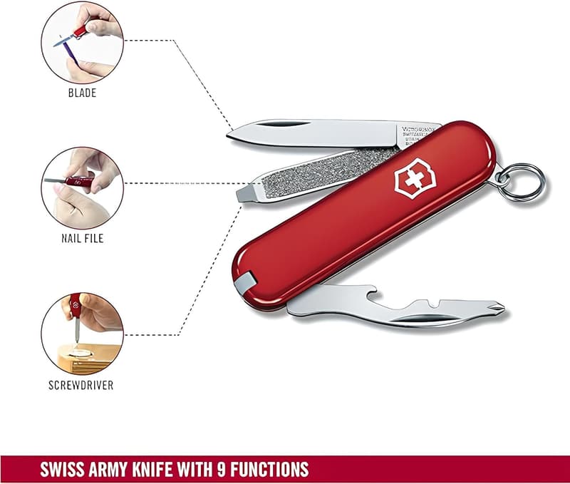 Victorinox Rally Swiss Army Knife - Compact 9-Function Tool in Red