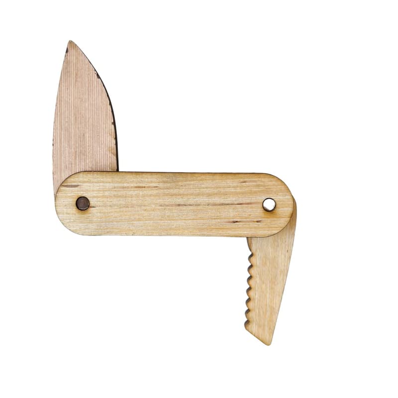 Kids Wooden Pocket Knife Toy | Engraved Training Multi Tool
