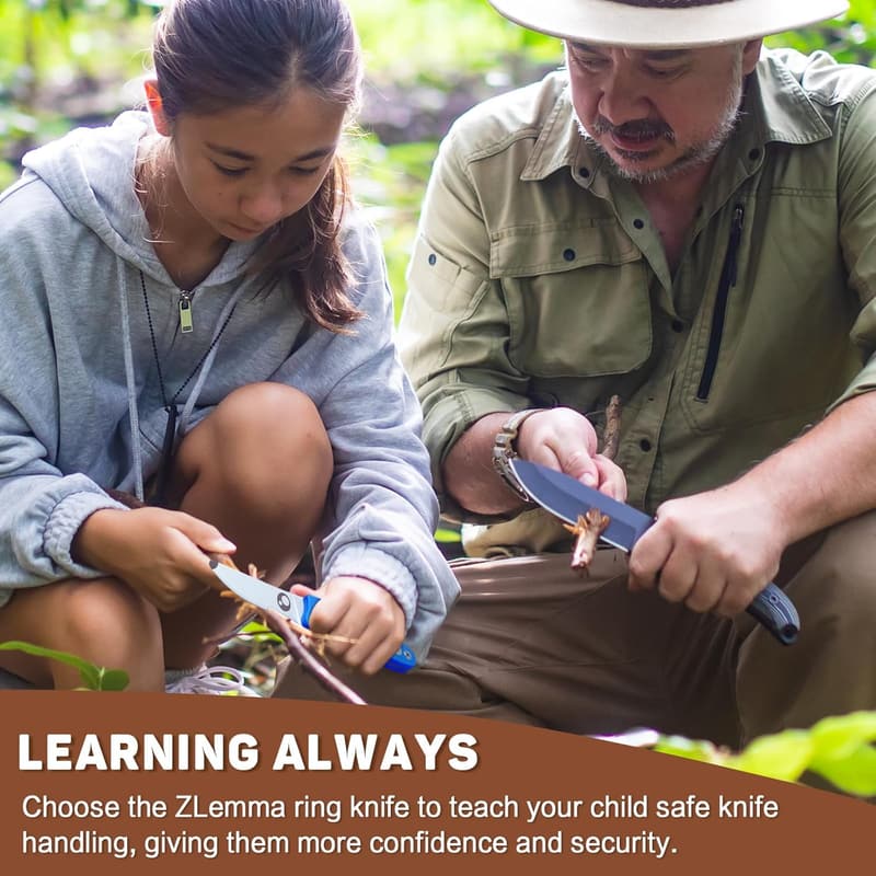 Kids Whittling Knife with Educational Ring & Sheath - Rosewood Handle