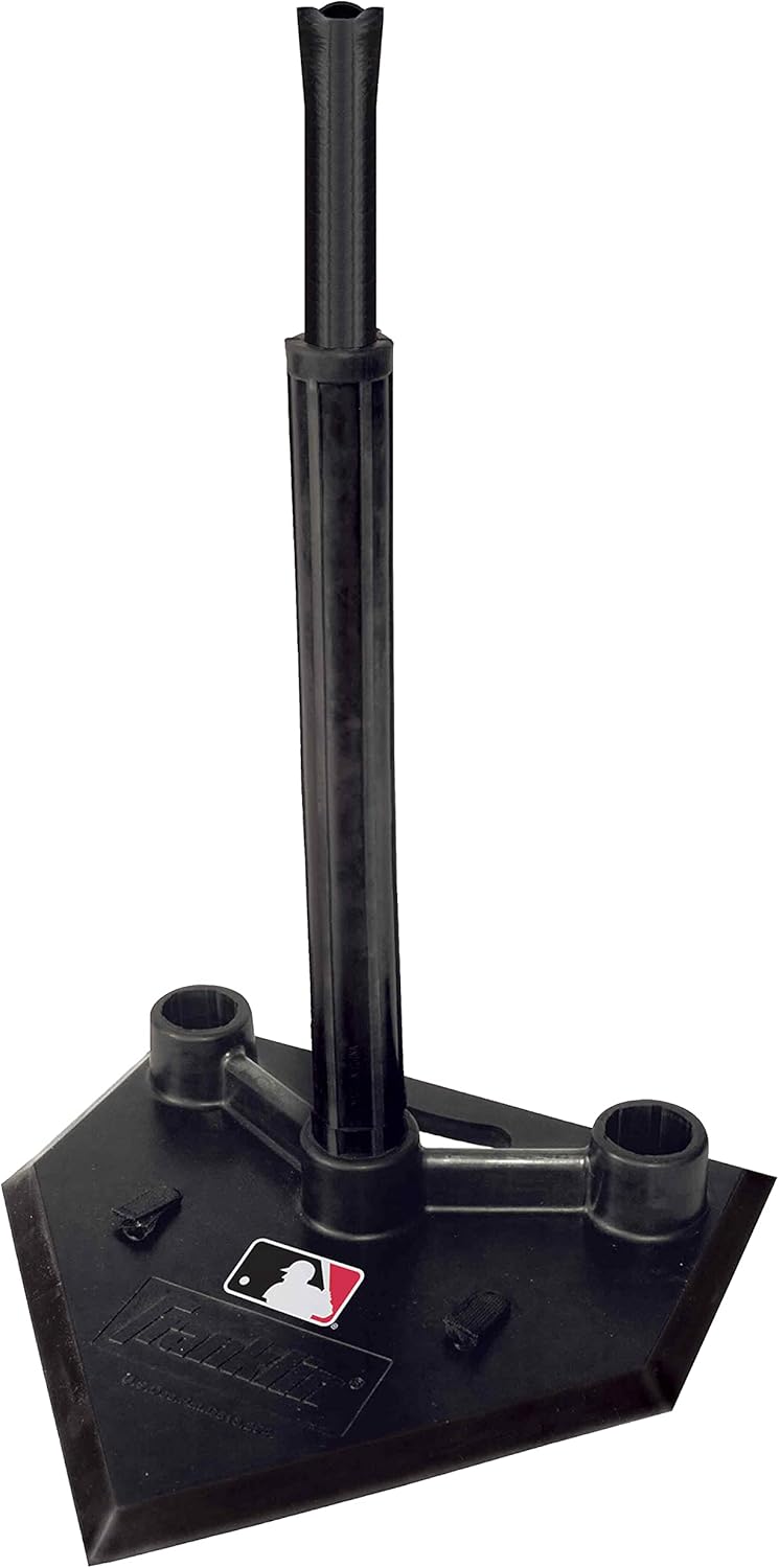 Adjustable Kids Baseball Batting Tee - Durable Rubber, 黑色的