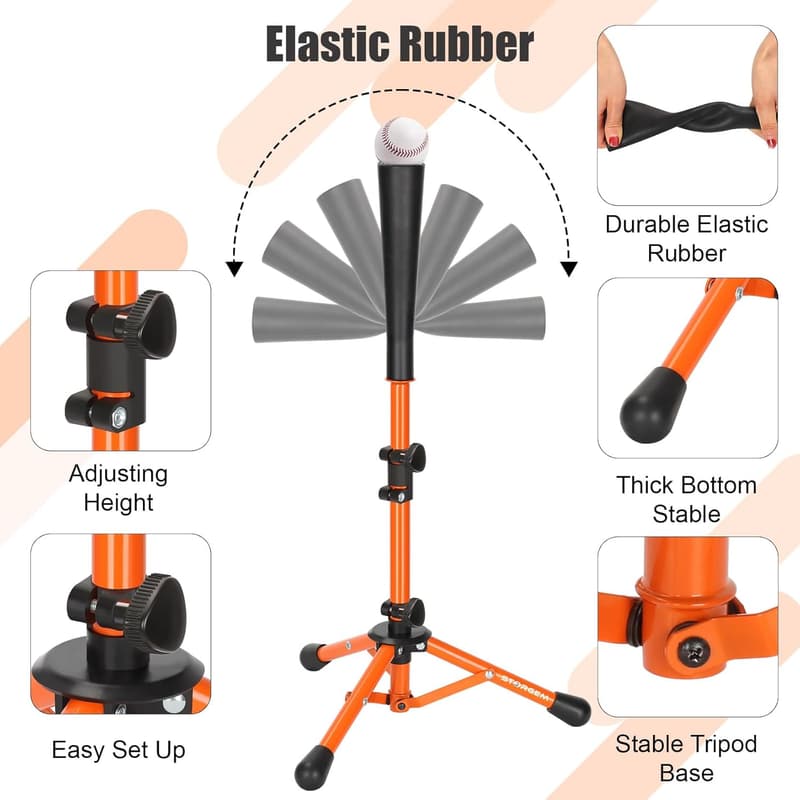 Kids' Adjustable Batting Tee for Baseball & Softball Training