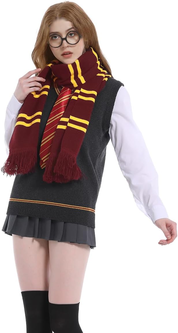 Striped Knit Scarf for Winter Cosplay and Costumes