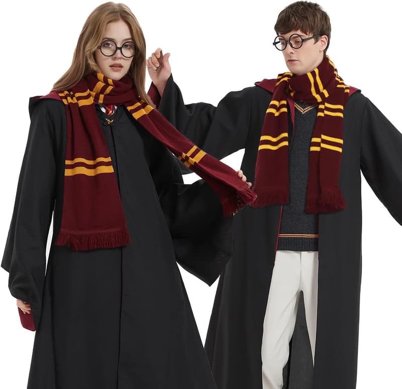 Striped Knit Scarf for Winter Cosplay and Costumes