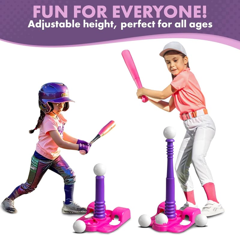 T-Ball Set for Kids Ages 3-8 with Adjustable Tee & Storage Net