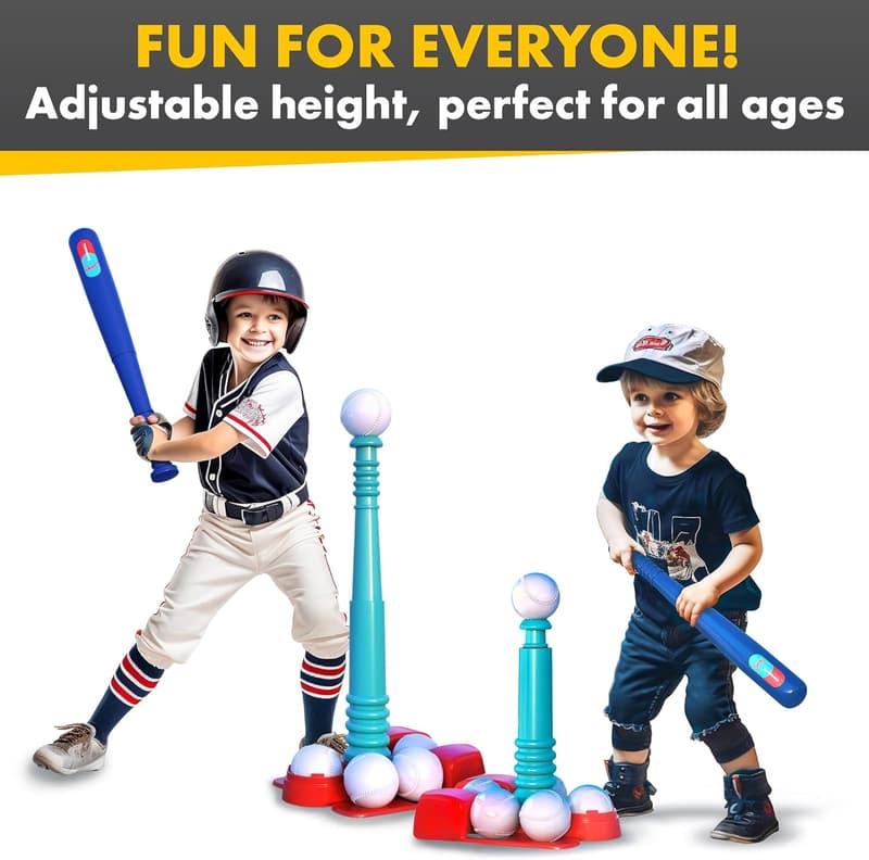 Toddler Baseball Set with Adjustable Tee & 6 球