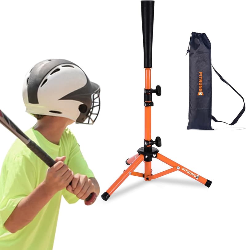 Kids Adjustable Baseball Hitting Tee Set w/Carry Bag