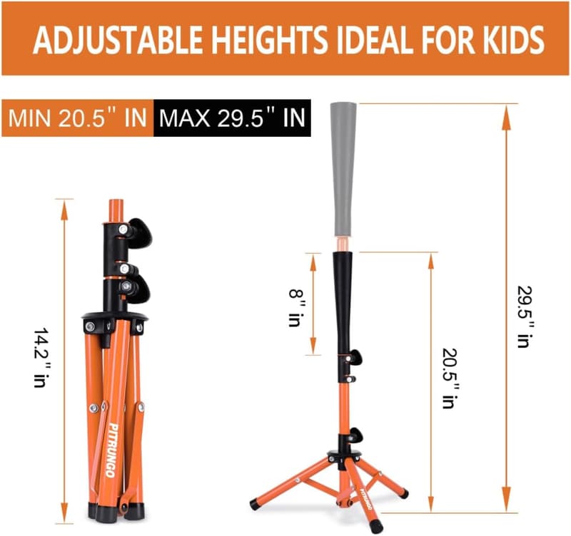 Kids Adjustable Baseball Hitting Tee Set w/Carry Bag