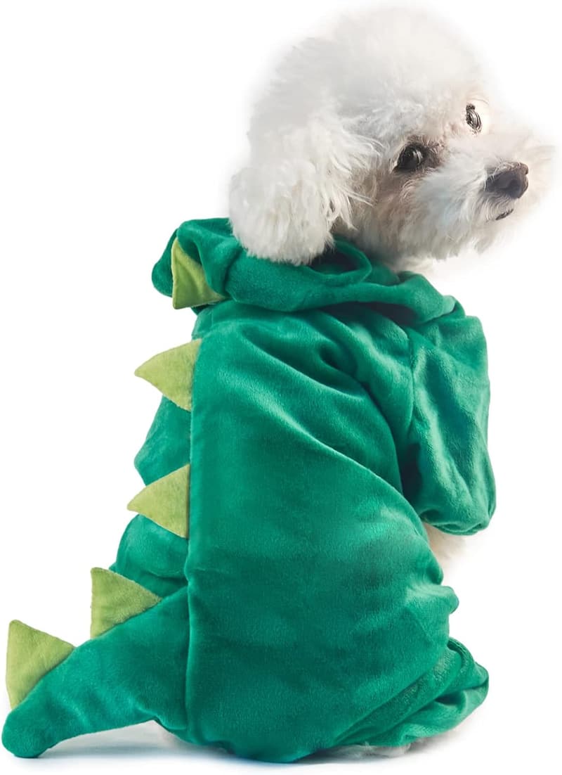 Halloween Dinosaur Dog Costume - Cute Green Hoodie for Pets