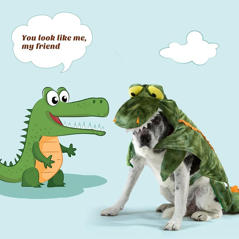 Halloween Alligator Dog Costume - Crocodile Hoodie for All Sizes