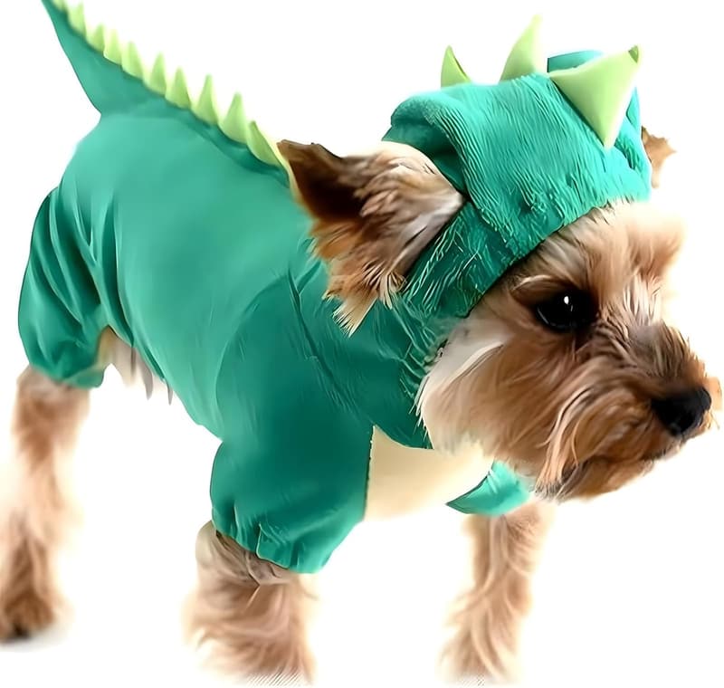 Halloween Dino Hoodie Costume for Small Dogs - Green
