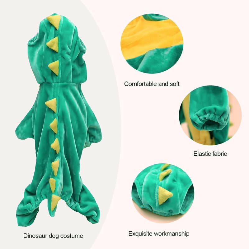 Halloween Dino Hoodie Costume for Small Dogs - Green