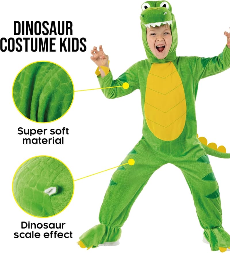 Kids' Morph Suit T-Rex Costume with Tail and Feet Attachment