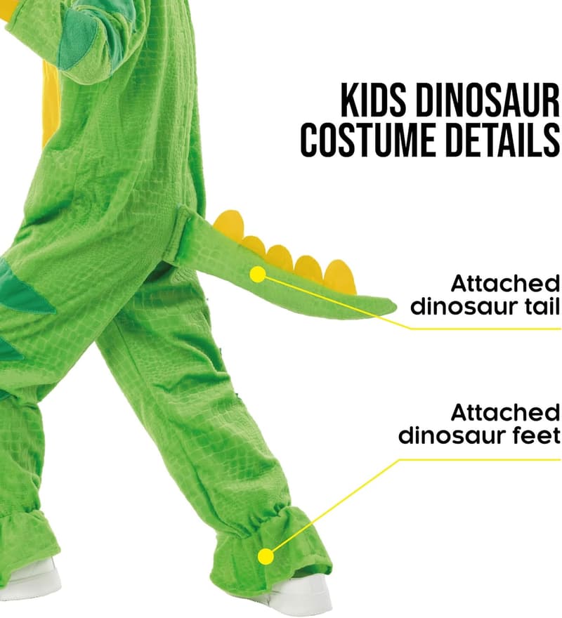 Kids' Morph Suit T-Rex Costume with Tail and Feet Attachment