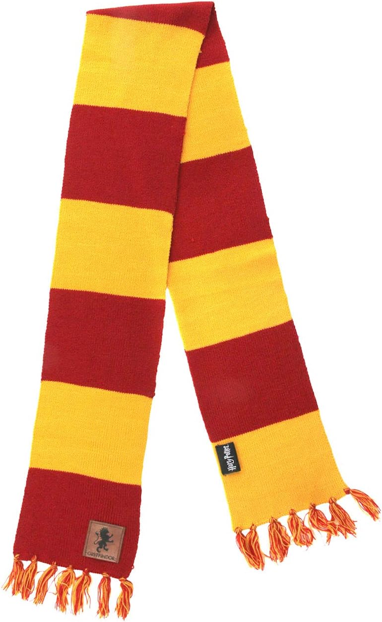 Gryffindor Striped Scarf with Faux Leather Patch