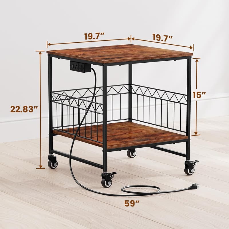 Heavy-Duty Stand Table with Wheels for Mini Fridge & Microwave
