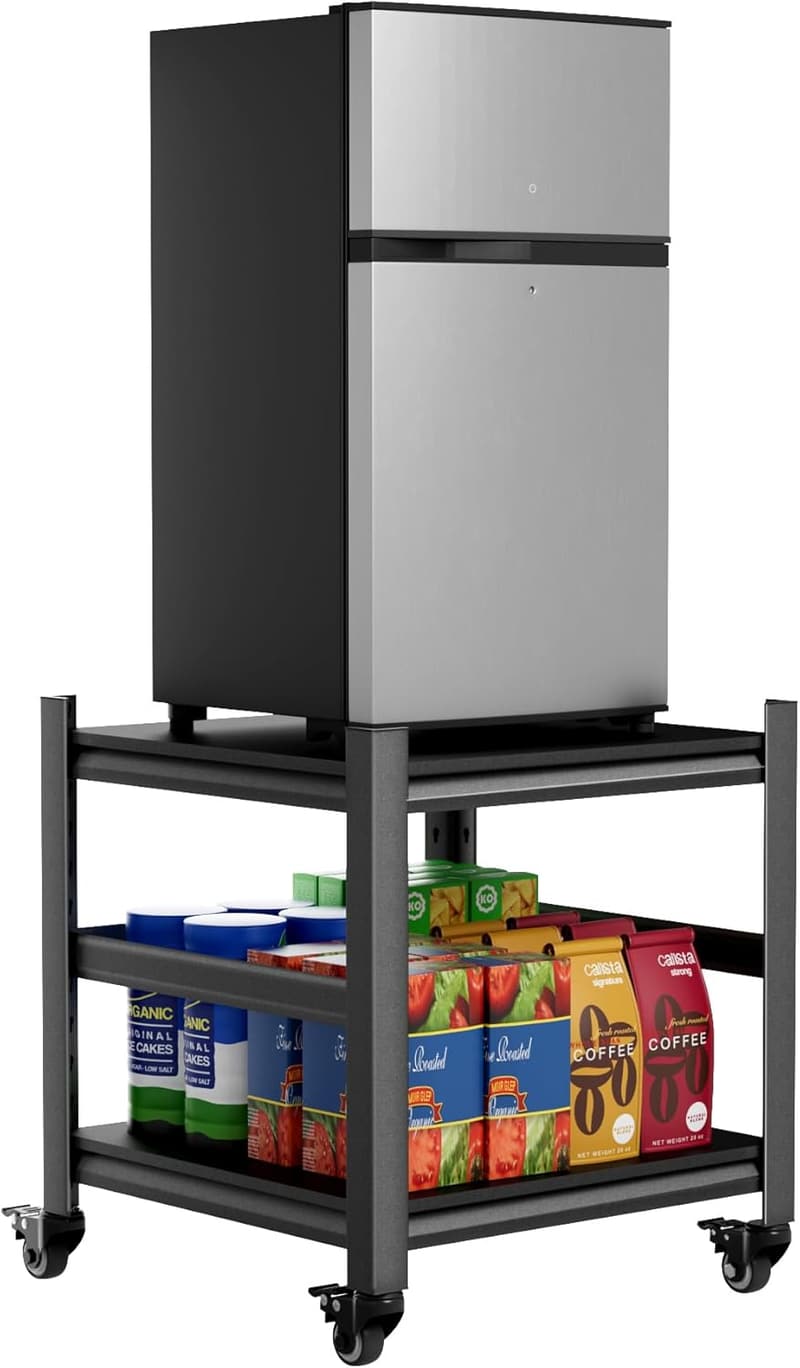 Heavy Duty Mini Fridge Stand with Storage and Lockable Wheels