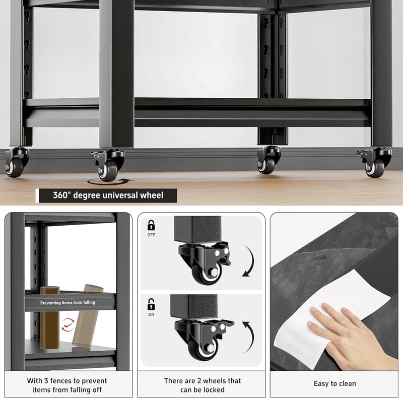 Heavy Duty Mini Fridge Stand with Storage and Lockable Wheels