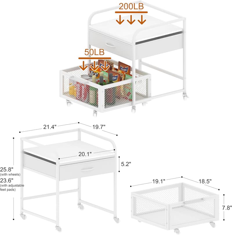 Heavy-Duty Mini Fridge Stand with Storage for Dorm or Office