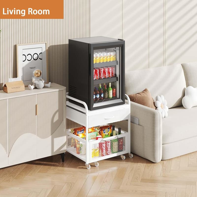 Heavy-Duty Mini Fridge Stand with Storage for Dorm or Office