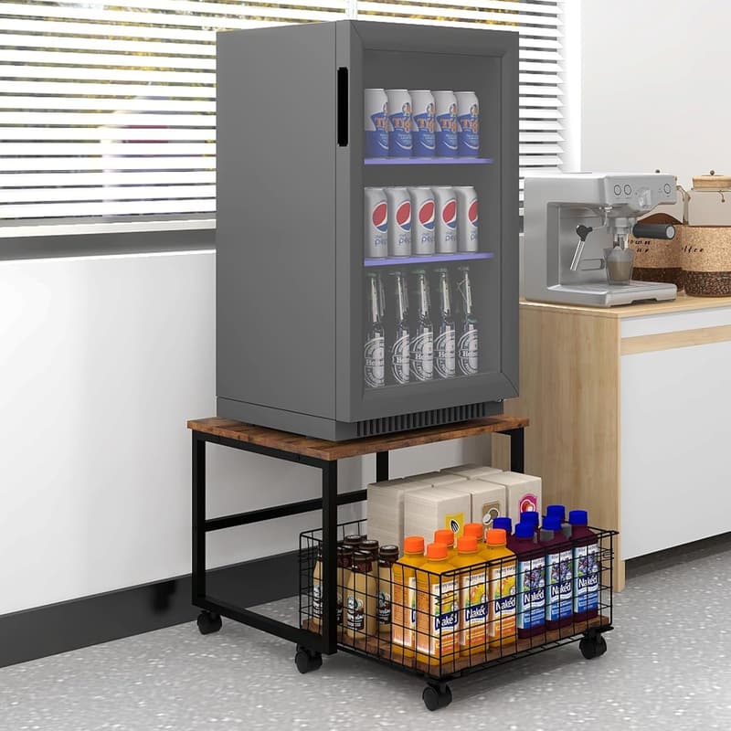 Mobile Rolling Mini Fridge Stand with Large Storage Capacity