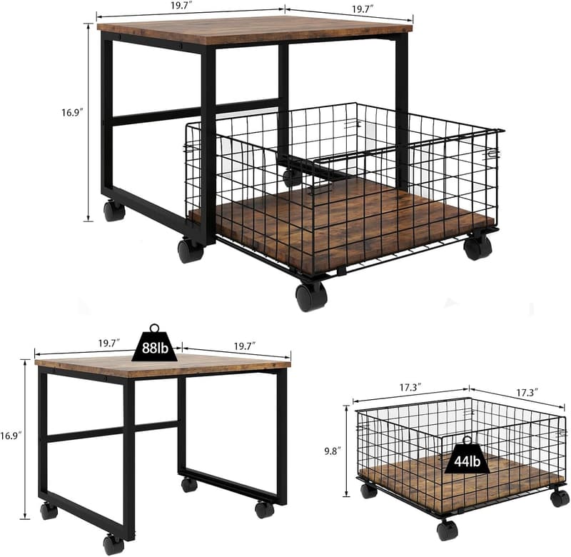 Mobile Rolling Mini Fridge Stand with Large Storage Capacity