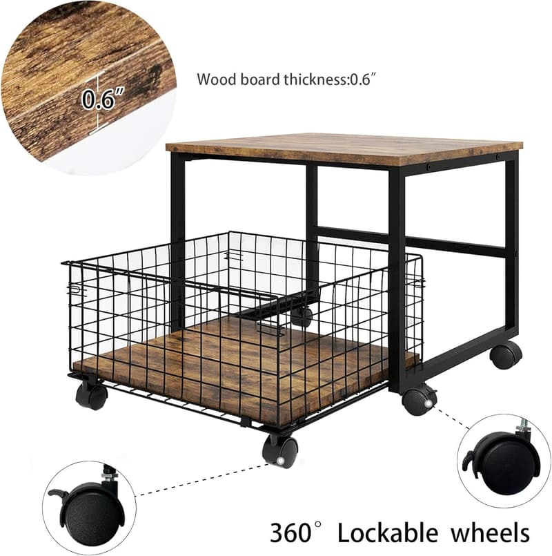 Mobile Rolling Mini Fridge Stand with Large Storage Capacity