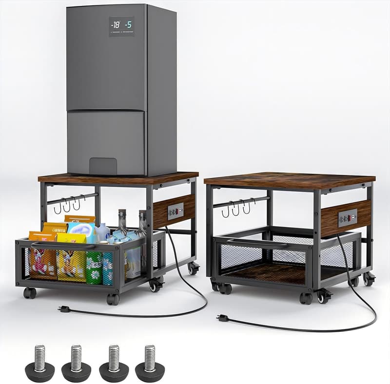 Heavy-Duty Mini Fridge Stand with Storage and Wheels