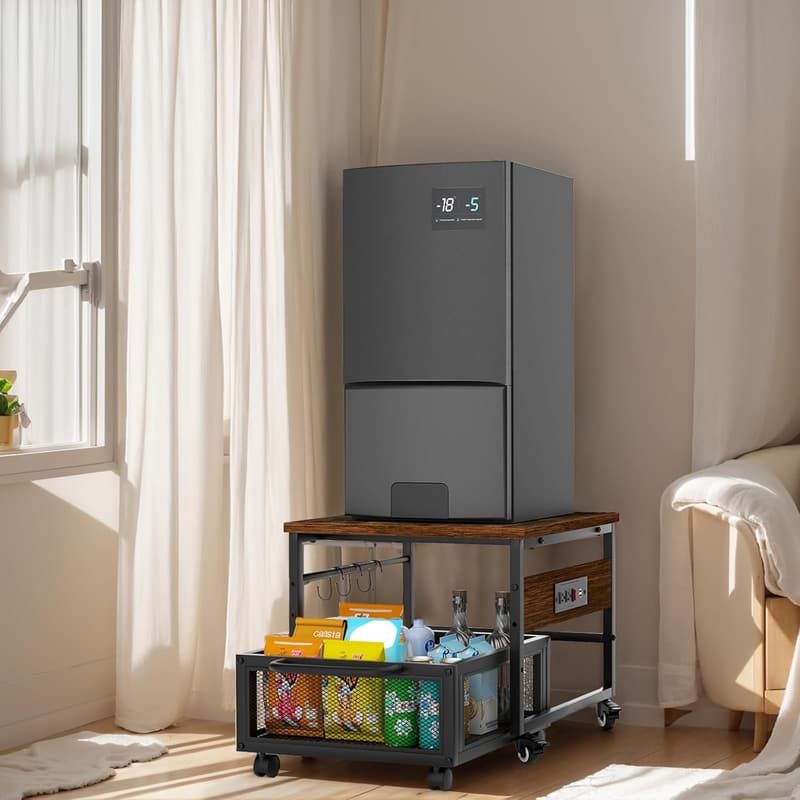 Heavy-Duty Mini Fridge Stand with Storage and Wheels
