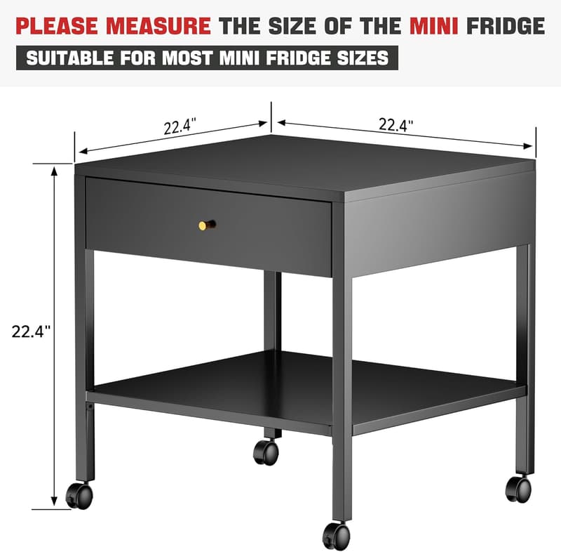 Heavy-Duty Mobile Mini Fridge Stand with Storage Cart