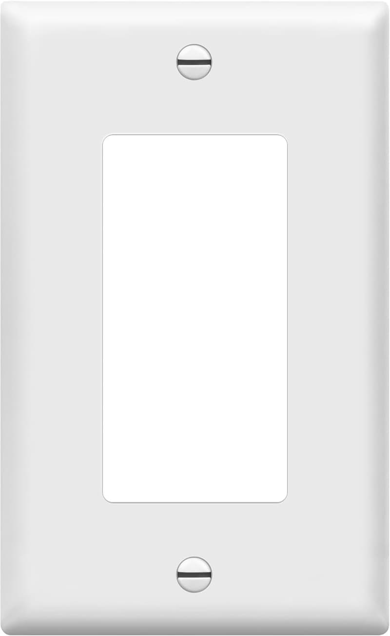 Glossy White 1-Gang Light Switch Wall Plate, Unbreakable Polycarbonate