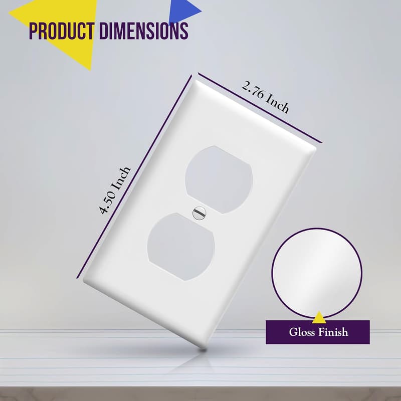 Unbreakable Polycarbonate Duplex Outlet Covers - 10 Pack