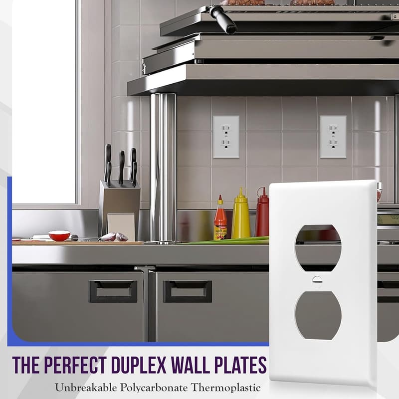 Unbreakable Polycarbonate Duplex Outlet Covers - 10 Pack