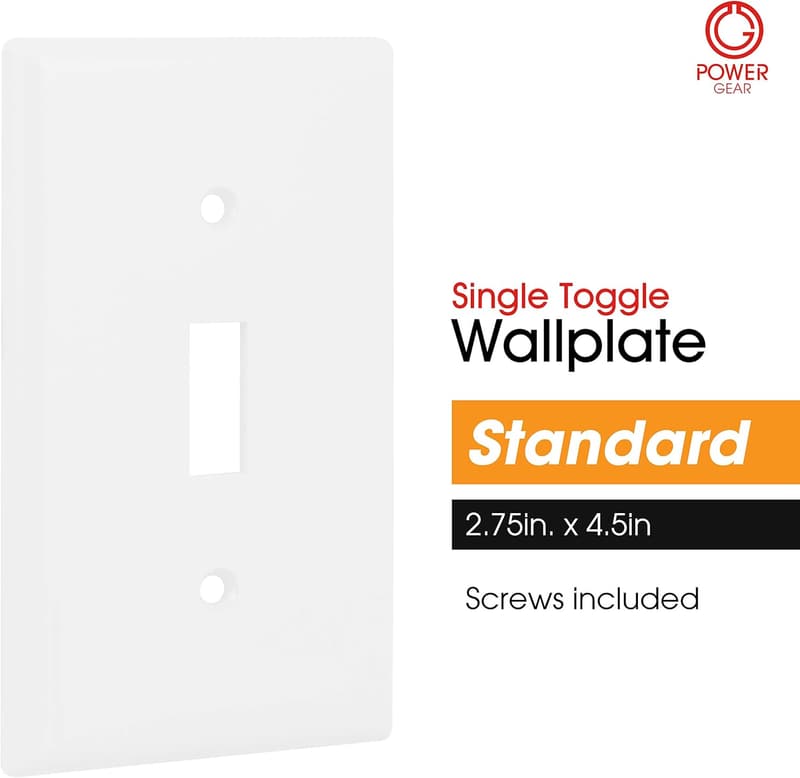 Power Gear 1-Gang Light Switch Cover Plate, White