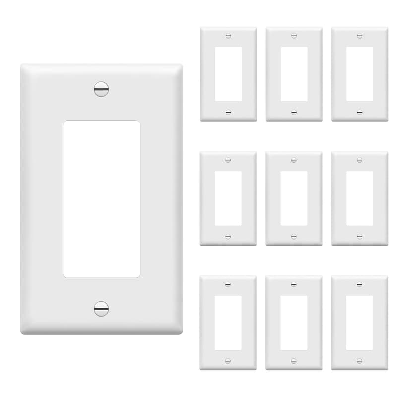Unbreakable 1-Gang Light Switch Wall Plate - White (10 Pack)