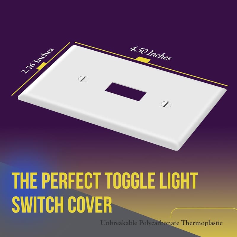 White Toggle Wall Plate Cover - 10 Pack, Unbreakable Polycarbonate