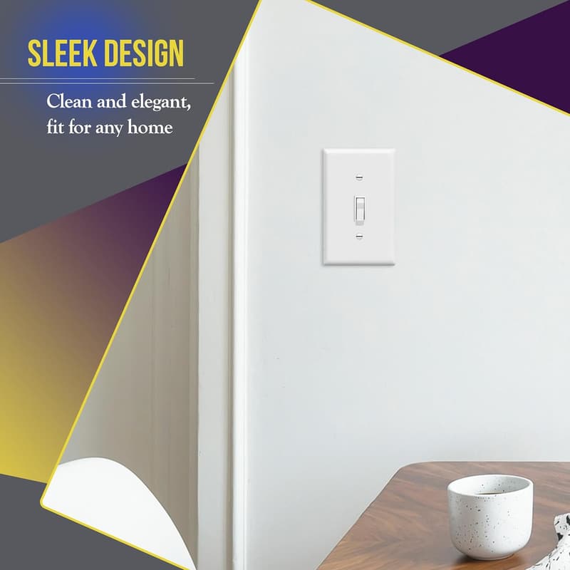 White Toggle Wall Plate Cover - 10 Pack, Unbreakable Polycarbonate