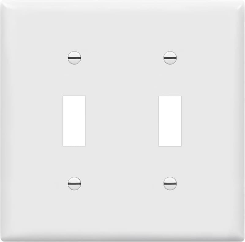 Glossy White 2-Gang Toggle Light Switch Cover Plate