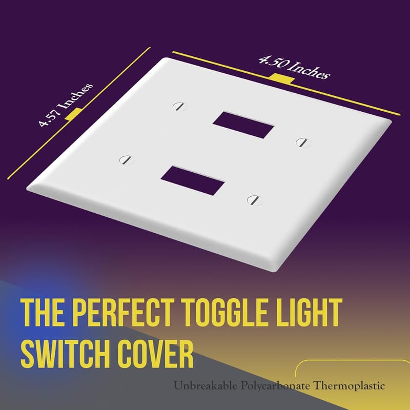 Glossy White 2-Gang Toggle Light Switch Cover Plate