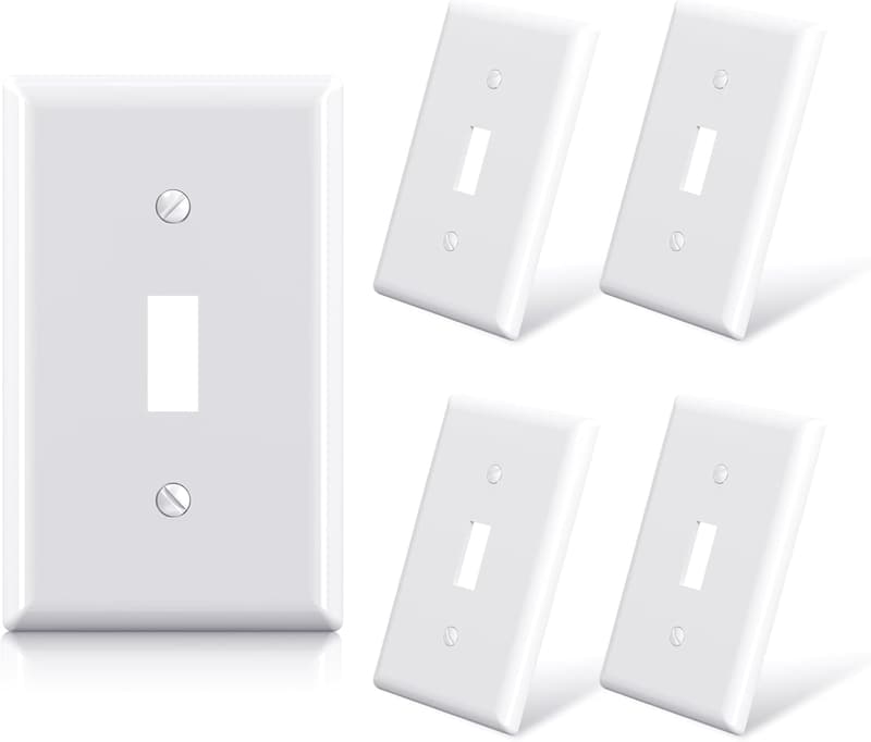 1-Gang Toggle Light Switch Wall Plate - Unbreakable White (5 Pack)
