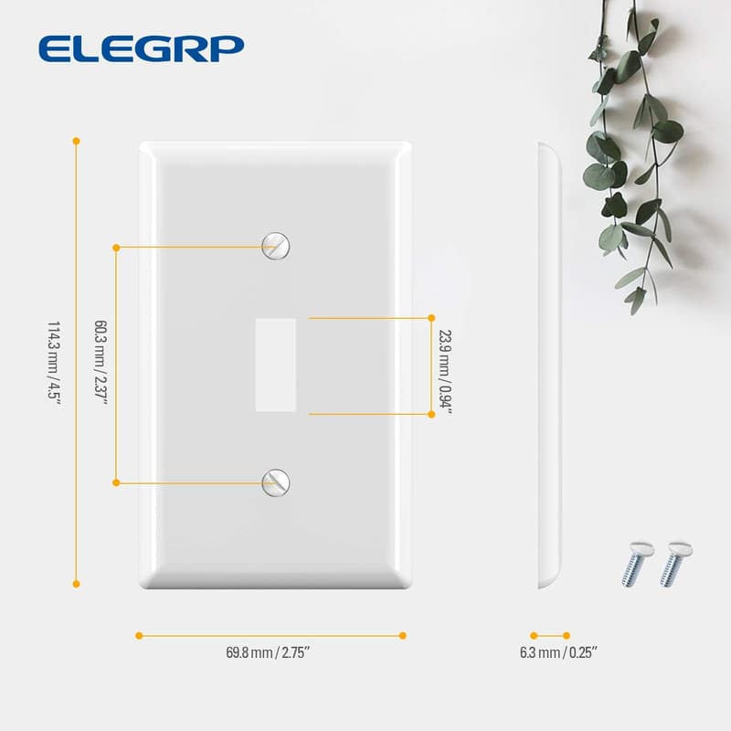 1-Gang Toggle Light Switch Wall Plate - Unbreakable White (5 Pack)