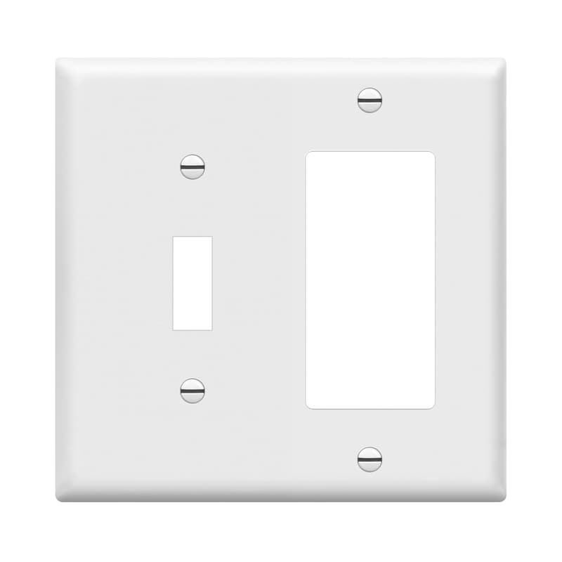 White 2-Gang Toggle Switch Wall Plate, Unbreakable Polycarbonate