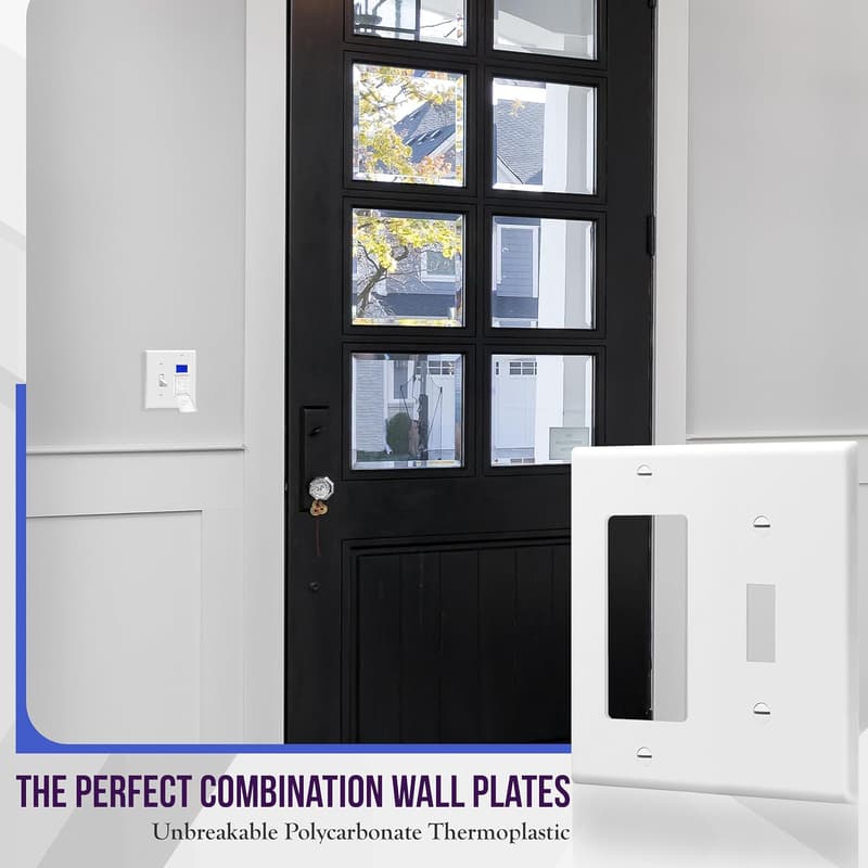 White 2-Gang Toggle Switch Wall Plate, Unbreakable Polycarbonate