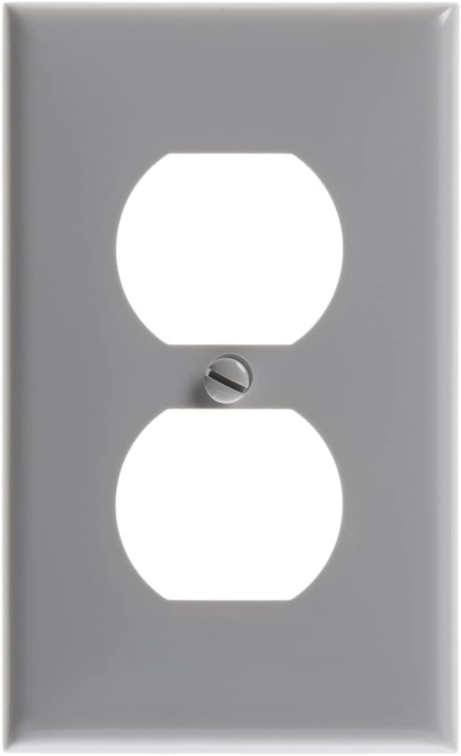 Gray 1-Gang Duplex Device Receptacle Wallplate, Thermoplastic Nylon