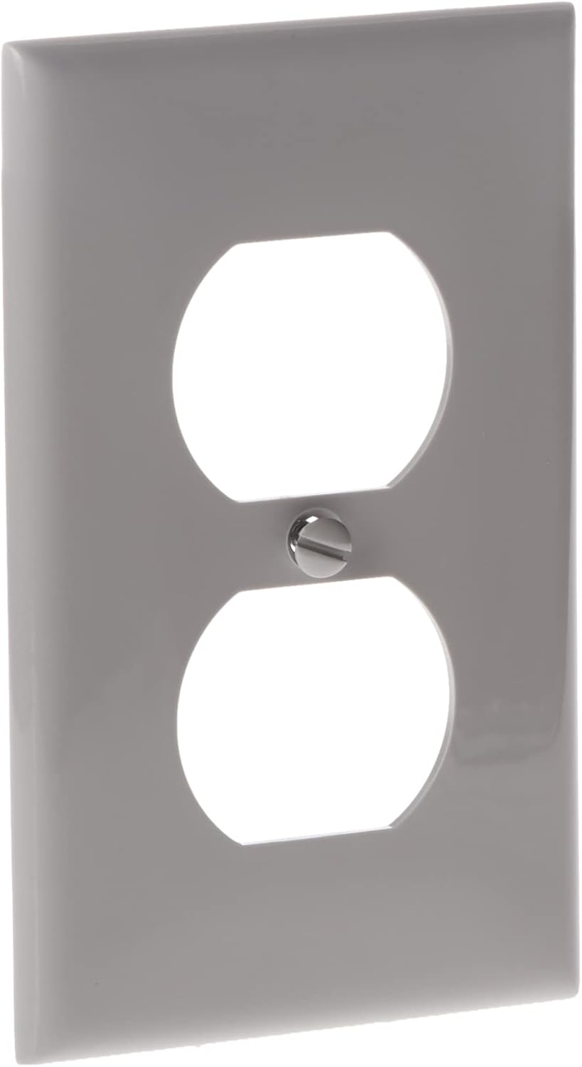 Gray 1-Gang Duplex Device Receptacle Wallplate, Thermoplastic Nylon
