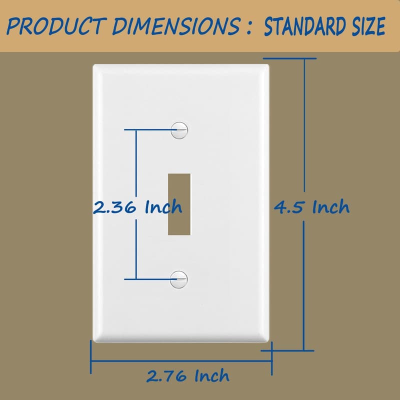 Glossy White Toggle Light Switch Cover Plate (2 Pack)