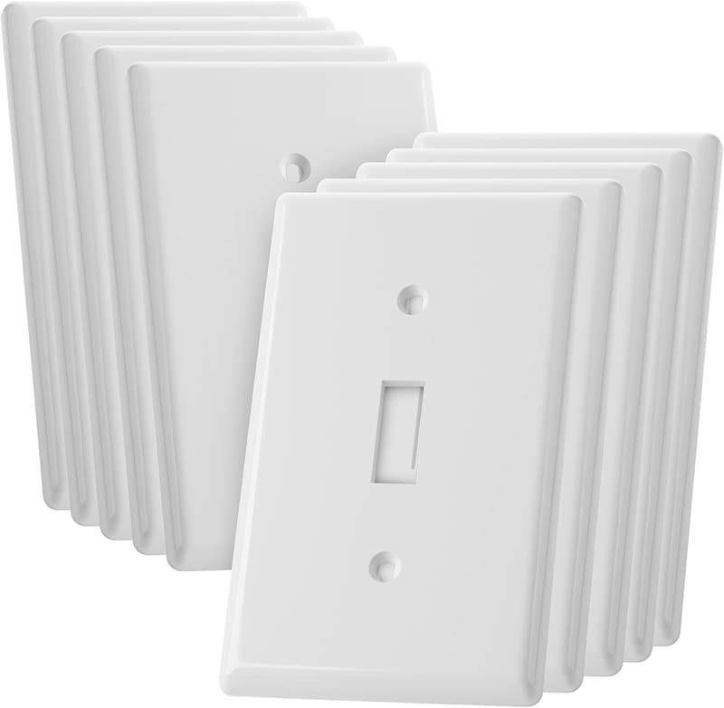 White Light Switch Cover Plate - Pack of 10, Single Gang