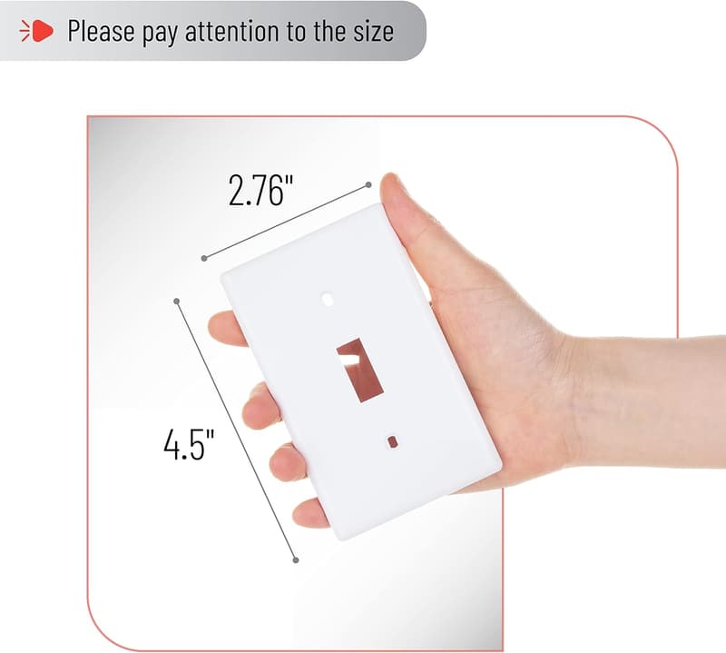 White Light Switch Cover Plate - Pack of 10, Single Gang