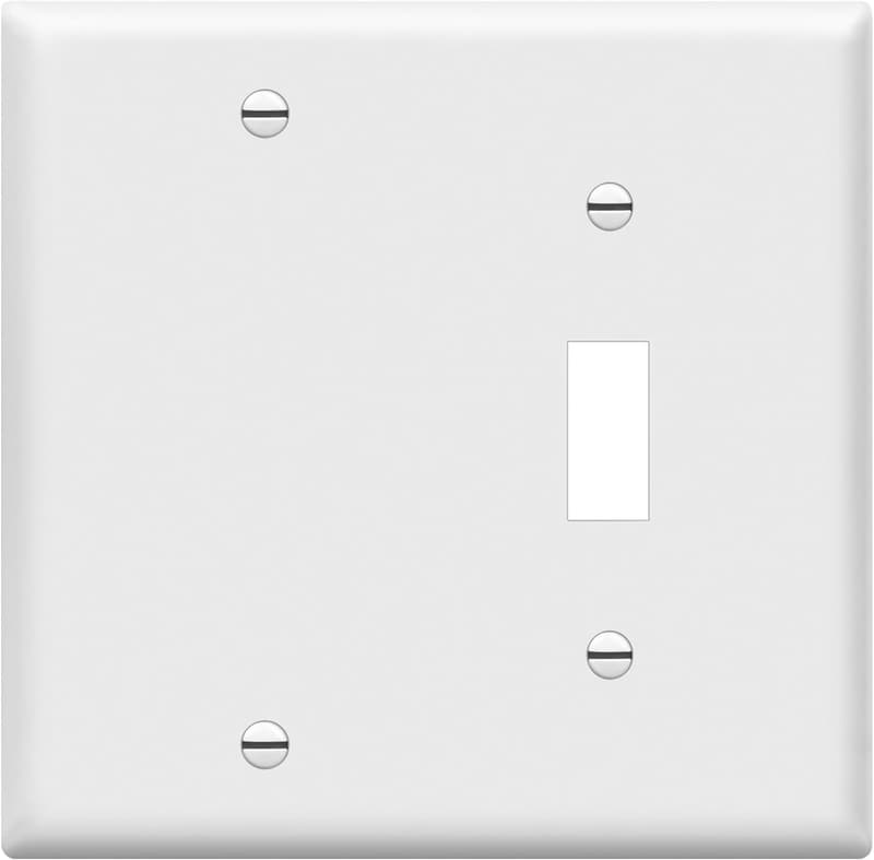 White 2-Gang Toggle Wall Plate - Polycarbonate, UL Listed