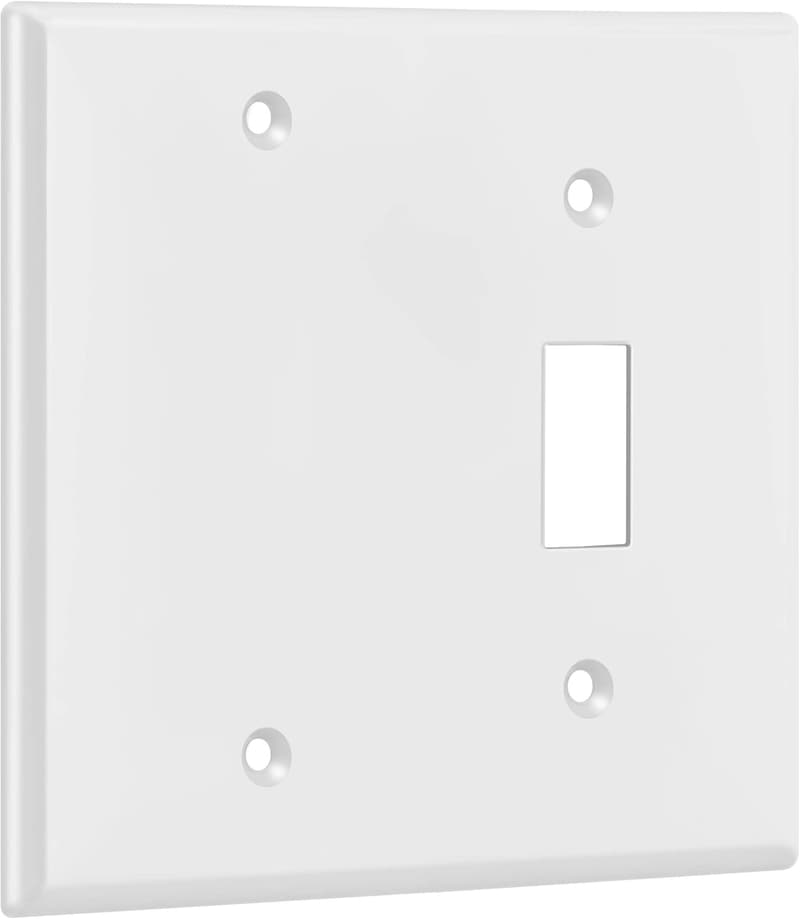 White 2-Gang Toggle Wall Plate - Polycarbonate, UL Listed